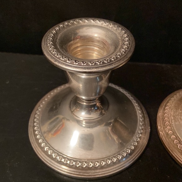 Vintage Rogers STERLING SILVER 3 " Candleholders Candlestick Holders  # 201-15 - Picture 3 of 6